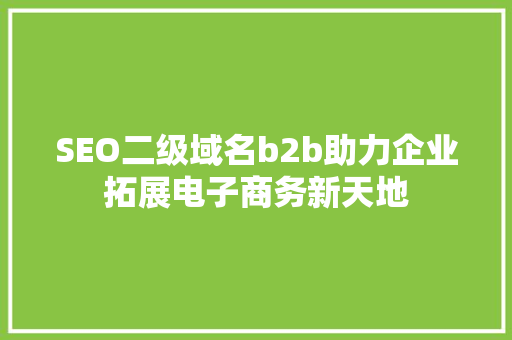 SEO二级域名b2b助力企业拓展电子商务新天地 番茄种植技巧