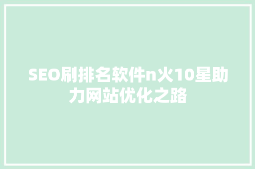 SEO刷排名软件n火10星助力网站优化之路