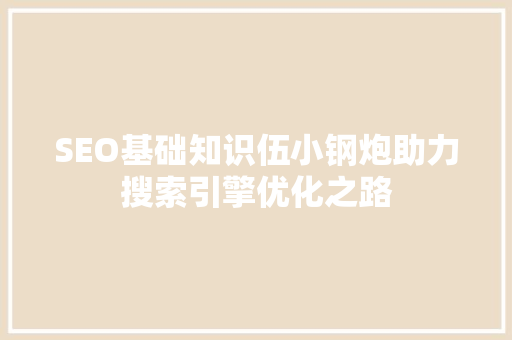 SEO基础知识伍小钢炮助力搜索引擎优化之路 种植技巧