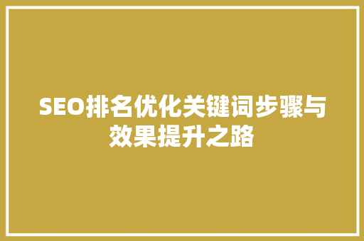 SEO排名优化关键词步骤与效果提升之路 土壤施肥