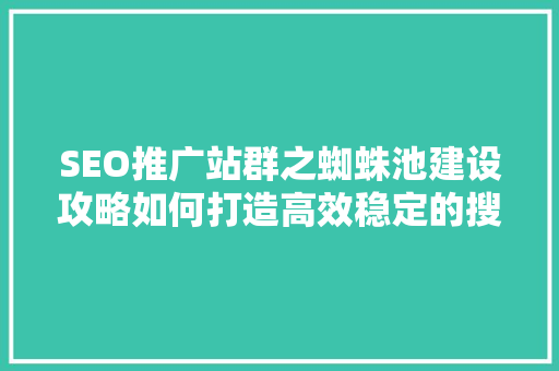 SEO推广站群之蜘蛛池建设攻略如何打造高效稳定的搜索引擎优化工具