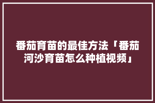 番茄育苗的最佳方法「番茄河沙育苗怎么种植视频」 番茄育苗的最佳方法「番茄河沙育苗怎么种植视频」 土壤施肥