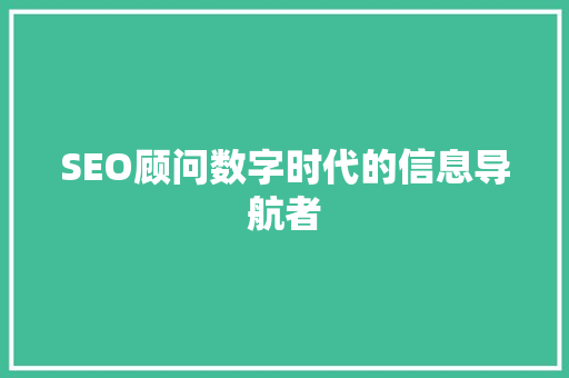 SEO顾问数字时代的信息导航者
