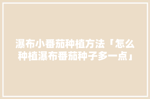瀑布小番茄种植方法「怎么种植瀑布番茄种子多一点」 瀑布小番茄种植方法「怎么种植瀑布番茄种子多一点」 农业常识