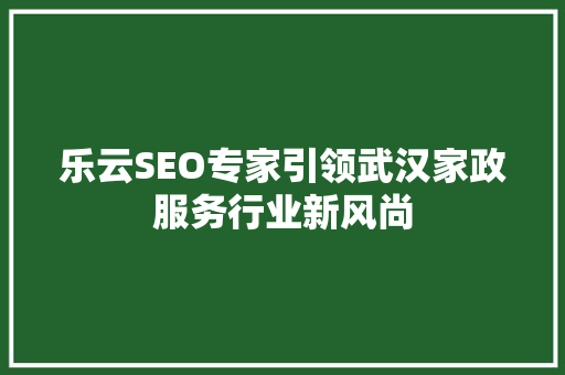 乐云SEO专家引领武汉家政服务行业新风尚 番茄种植技巧
