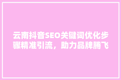 云南抖音SEO关键词优化步骤精准引流，助力品牌腾飞