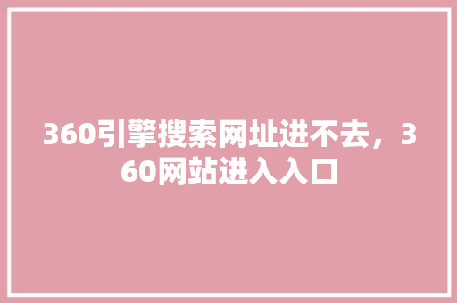 360引擎搜索网址进不去，360网站进入入口