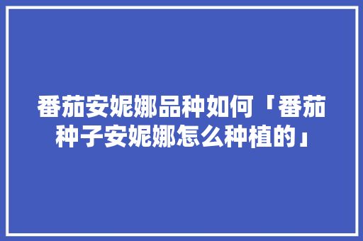 番茄安妮娜品种如何「番茄种子安妮娜怎么种植的」 花朵知识 番茄安妮娜品种如何「番茄种子安妮娜怎么种植的」 番茄安妮娜品种如何「番茄种子安妮娜怎么种植的」 花朵知识