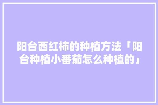 阳台西红柿的种植方法「阳台种植小番茄怎么种植的」 阳台西红柿的种植方法「阳台种植小番茄怎么种植的」 番茄病虫害防治