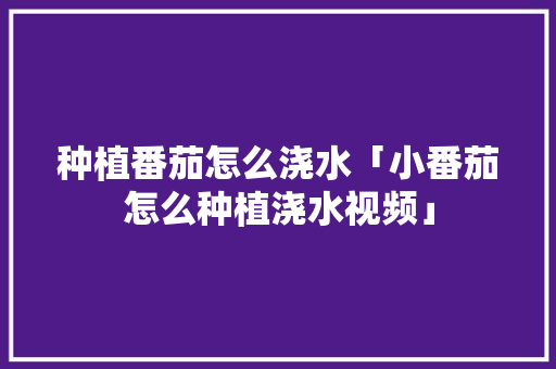 种植番茄怎么浇水「小番茄怎么种植浇水视频」 农业常识 种植番茄怎么浇水「小番茄怎么种植浇水视频」 种植番茄怎么浇水「小番茄怎么种植浇水视频」 农业常识