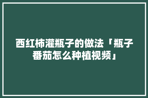 西红柿灌瓶子的做法「瓶子番茄怎么种植视频」 植物种类 西红柿灌瓶子的做法「瓶子番茄怎么种植视频」 西红柿灌瓶子的做法「瓶子番茄怎么种植视频」 植物种类