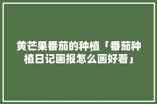 黄芒果番茄的种植「番茄种植日记画报怎么画好看」 黄芒果番茄的种植「番茄种植日记画报怎么画好看」 植物种类