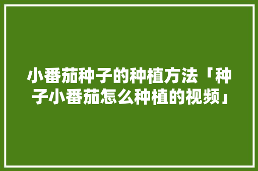 小番茄种子的种植方法「种子小番茄怎么种植的视频」 小番茄种子的种植方法「种子小番茄怎么种植的视频」 土壤施肥