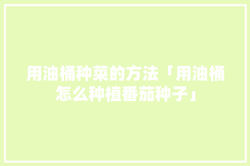 用油桶种菜的方法「用油桶怎么种植番茄种子」 用油桶种菜的方法「用油桶怎么种植番茄种子」 土壤施肥