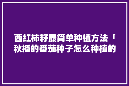 西红柿籽最简单种植方法「秋播的番茄种子怎么种植的」 西红柿籽最简单种植方法「秋播的番茄种子怎么种植的」 种植技巧