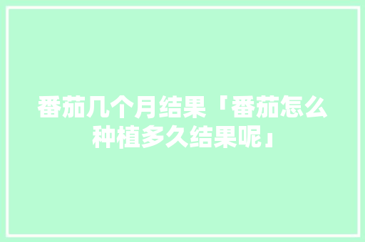 番茄几个月结果「番茄怎么种植多久结果呢」 番茄几个月结果「番茄怎么种植多久结果呢」 种植技巧