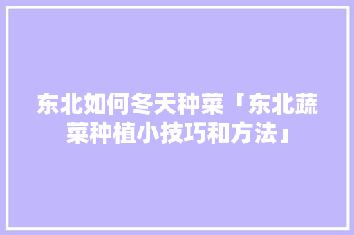 东北如何冬天种菜「东北蔬菜种植小技巧和方法」 东北如何冬天种菜「东北蔬菜种植小技巧和方法」 花朵知识