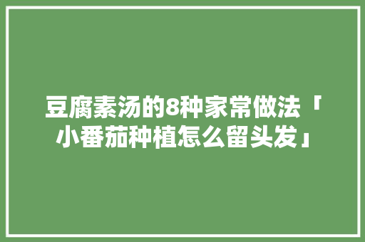 豆腐素汤的8种家常做法「小番茄种植怎么留头发」