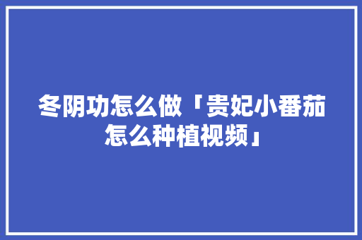 冬阴功怎么做「贵妃小番茄怎么种植视频」 冬阴功怎么做「贵妃小番茄怎么种植视频」 种植技巧