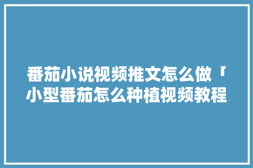 番茄小说视频推文怎么做「小型番茄怎么种植视频教程」 番茄小说视频推文怎么做「小型番茄怎么种植视频教程」 土壤施肥
