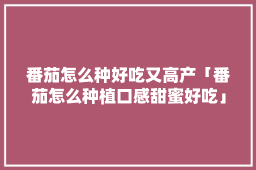 番茄怎么种好吃又高产「番茄怎么种植口感甜蜜好吃」 番茄怎么种好吃又高产「番茄怎么种植口感甜蜜好吃」 土壤施肥