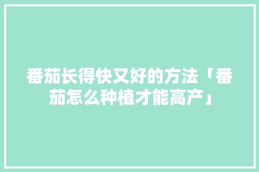 番茄长得快又好的方法「番茄怎么种植才能高产」 番茄长得快又好的方法「番茄怎么种植才能高产」 花朵知识