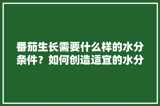 番茄生长需要什么样的水分条件？如何创造适宜的水分条件「番茄用水怎么种植方法视频」