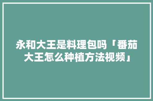 永和大王是料理包吗「番茄大王怎么种植方法视频」