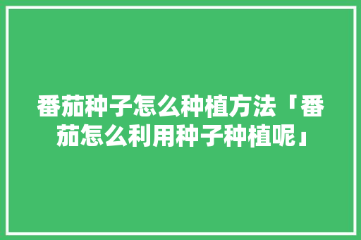 番茄种子怎么种植方法「番茄怎么利用种子种植呢」 番茄种子怎么种植方法「番茄怎么利用种子种植呢」 植物种类