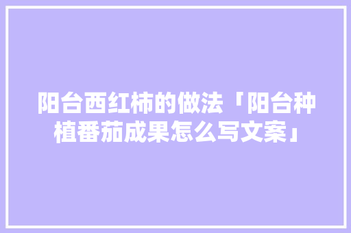 阳台西红柿的做法「阳台种植番茄成果怎么写文案」 阳台西红柿的做法「阳台种植番茄成果怎么写文案」 农业常识