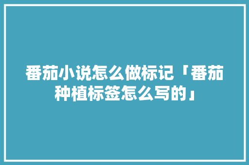 番茄小说怎么做标记「番茄种植标签怎么写的」