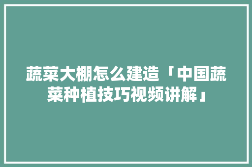 蔬菜大棚怎么建造「中国蔬菜种植技巧视频讲解」 蔬菜大棚怎么建造「中国蔬菜种植技巧视频讲解」 农业常识