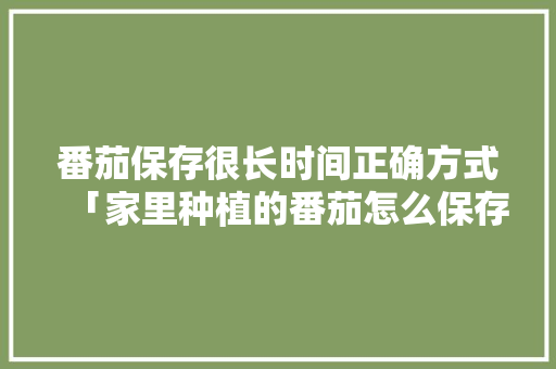 番茄保存很长时间正确方式「家里种植的番茄怎么保存时间长」 番茄保存很长时间正确方式「家里种植的番茄怎么保存时间长」 种植技巧