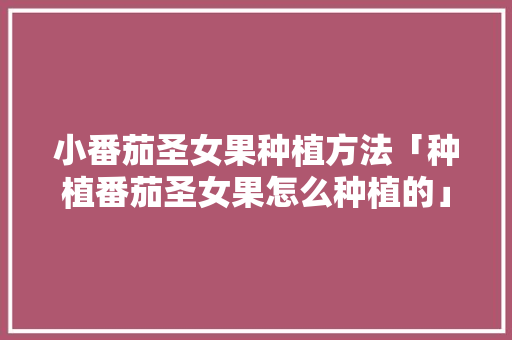 小番茄圣女果种植方法「种植番茄圣女果怎么种植的」 小番茄圣女果种植方法「种植番茄圣女果怎么种植的」 土壤施肥