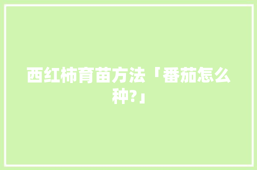 西红柿育苗方法「番茄怎么种?」 西红柿育苗方法「番茄怎么种?」 种植技巧
