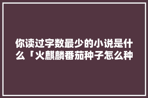 你读过字数最少的小说是什么「火麒麟番茄种子怎么种植视频」