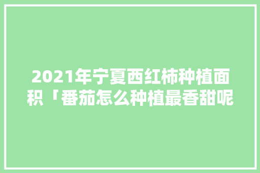 2021年宁夏西红柿种植面积「番茄怎么种植最香甜呢视频」 2021年宁夏西红柿种植面积「番茄怎么种植最香甜呢视频」 种植技巧