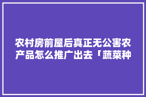 农村房前屋后真正无公害农产品怎么推广出去「蔬菜种植技巧教学视频大全」