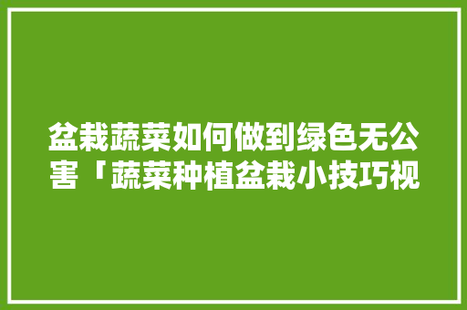 盆栽蔬菜如何做到绿色无公害「蔬菜种植盆栽小技巧视频」 盆栽蔬菜如何做到绿色无公害「蔬菜种植盆栽小技巧视频」 土壤施肥