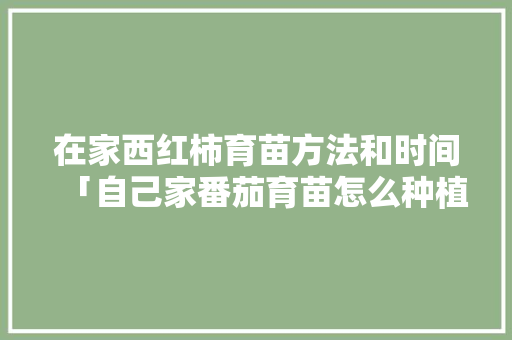 在家西红柿育苗方法和时间「自己家番茄育苗怎么种植视频」 在家西红柿育苗方法和时间「自己家番茄育苗怎么种植视频」 植物种类