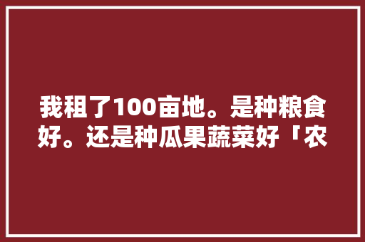 我租了100亩地。是种粮食好。还是种瓜果蔬菜好「农村瓜果蔬菜种植技巧视频」