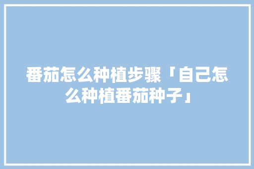 番茄怎么种植步骤「自己怎么种植番茄种子」 番茄怎么种植步骤「自己怎么种植番茄种子」 番茄病虫害防治