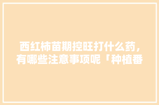 西红柿苗期控旺打什么药，有哪些注意事项呢「种植番茄怎么用药最好」 西红柿苗期控旺打什么药，有哪些注意事项呢「种植番茄怎么用药最好」 花朵知识