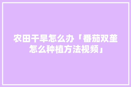 农田干旱怎么办「番茄双垄怎么种植方法视频」 农田干旱怎么办「番茄双垄怎么种植方法视频」 花朵知识