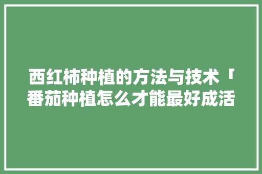 西红柿种植的方法与技术「番茄种植怎么才能最好成活」 西红柿种植的方法与技术「番茄种植怎么才能最好成活」 花朵知识