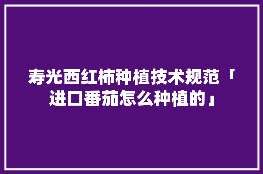 寿光西红柿种植技术规范「进口番茄怎么种植的」 寿光西红柿种植技术规范「进口番茄怎么种植的」 农业常识