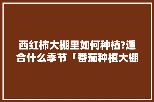西红柿大棚里如何种植?适合什么季节「番茄种植大棚怎么建造」 西红柿大棚里如何种植?适合什么季节「番茄种植大棚怎么建造」 土壤施肥