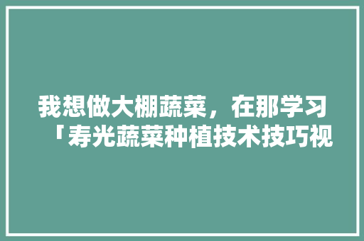 我想做大棚蔬菜，在那学习「寿光蔬菜种植技术技巧视频」