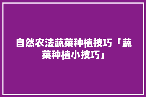自然农法蔬菜种植技巧「蔬菜种植小技巧」 自然农法蔬菜种植技巧「蔬菜种植小技巧」 番茄病虫害防治