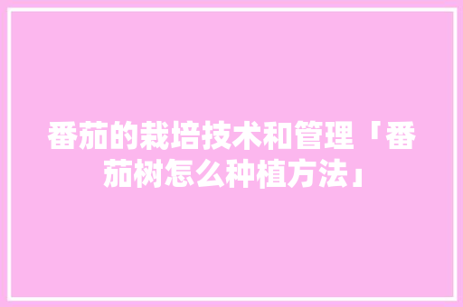 番茄的栽培技术和管理「番茄树怎么种植方法」 番茄的栽培技术和管理「番茄树怎么种植方法」 植物种类